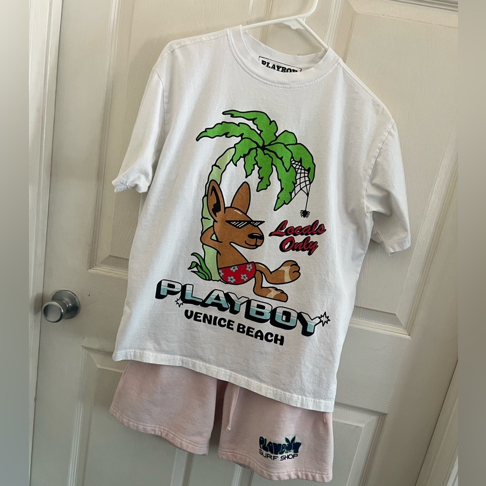 Playboy x Venice Beach Men’s Outfit Short Sleeve Shirt & Shorts 16”